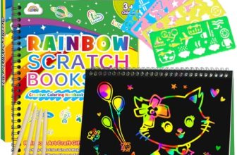 ZMLM Scratch Paper Art Craft: 2 Pack Rainbow Scratch Notebooks Crafts for Kids A