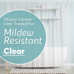 BigFoot Clear Shower Curtain Liner – 72×72 Odorless Plastic with Magnets