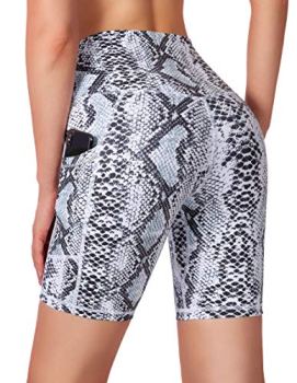 Soothfeel Women’s High Waist Yoga Shorts with Side Pockets Tummy Control Running