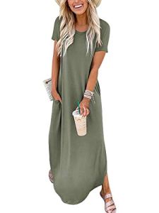 ANRABESS Womens Summer Maxi Dress Short Sleeve Casual Loose Long T Shirt Dresses