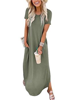 ANRABESS Womens Summer Maxi Dress Short Sleeve Casual Loose Long T Shirt Dresses