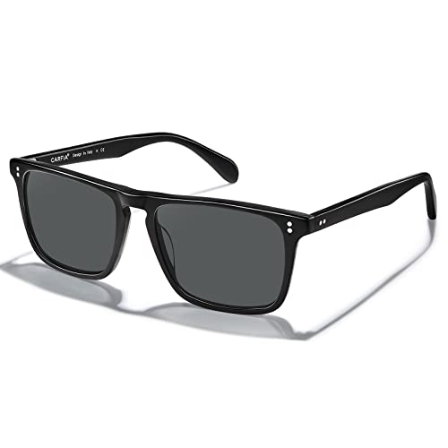 CARFIA Retro Polarized Sunglasses for Men UV Protection Hand-crafted Acetate Fra
