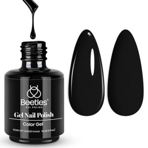 Beetles Black Gel Polish, 1 Pcs 15ml Audrey Black Nail Polish Color Gel Nail Pol