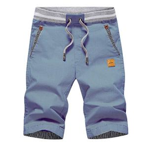 JustSun Mens Shorts Casual Classic Fit Cotton Summer Beach Shorts with Elastic W