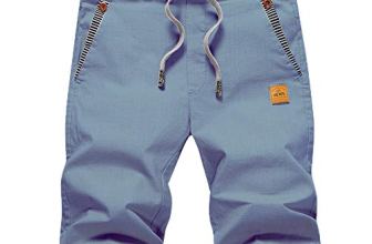 JustSun Mens Shorts Casual Classic Fit Cotton Summer Beach Shorts with Elastic W