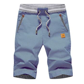 JustSun Mens Shorts Casual Classic Fit Cotton Summer Beach Shorts with Elastic W