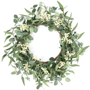 Pinkpum 20” Eucalyptus Wreath for Front Door