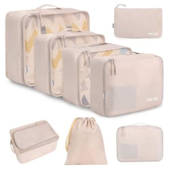 BAGAIL 8 Set Packing Cubes Luggage Packing Organizers for Travel Accessories-Cre