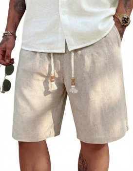 COOFANDY Men’s Flat Front Linen Shorts Lightweight Drawstring Summer Beach Short