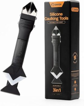 Saker Silicone Caulking Tool 3-in-1 Grout Removal Tool and Sealant Finishing Scr