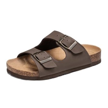 FITORY Boys Slide Sandals, Cork Slipper with Adjustable Straps for Little Kid Br