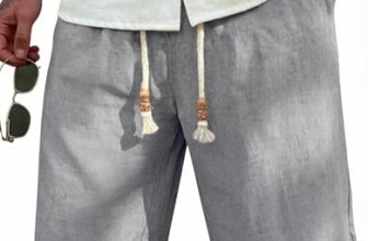 COOFANDY Men’s Linen Shorts Casual Elastic Waist Drawstring Summer Beach Shorts