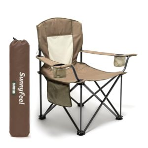 SUNNYFEEL Oversized Folding Camping Chair 500 LBS Heavy Duty Lawn Chairs with Po