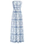 GRACE KARIN Women Strapless Dress Casual Loose Ruched Long Maxi Dress with Pocke