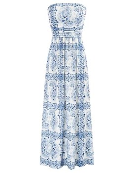 GRACE KARIN Women Strapless Dress Casual Loose Ruched Long Maxi Dress with Pocke
