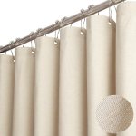 BTTN Fabric Shower Curtain, Linen Textured Heavy Duty Polyester Cloth Shower Cur