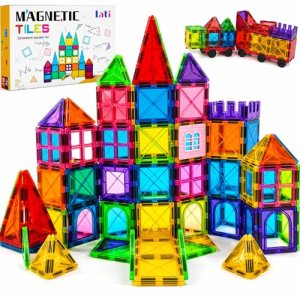 LATI 130-Piece Magnetic Tiles Building Toy Large Set for Kids