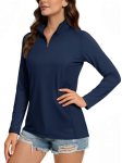 TACVASEN Women’s Quarter Zip Pullover Golf Shirts Long Sleeve Sun Shirts UV Prot