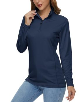 MAGCOMSEN 1/4 Zip Pullover Women Sun SPF Long Sleeve Dry Fit Shirts Womens Golf