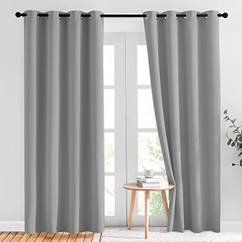 NICETOWN Light Gray Blackout Curtains 84 inch Long for Bedroom