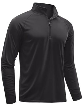 TACVASEN Athletic Shirts Long Sleeve 1/4 Zip for Men Quick Dry Fit Golf Shirts W
