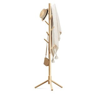 Haddockway Wooden Coat Rack Stand with 8 Hooks New Zealand Pine 3 Adjustable Coa