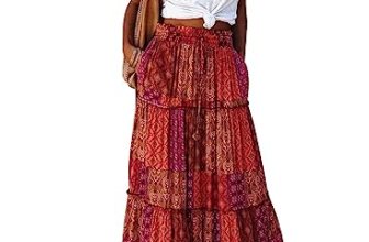 EARKOHA Trendy Lightweight Drawstring Tiered Ruffles Paisley Hippie Plus Size Bo