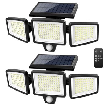 Tuffenough Solar Outdoor Lights 2500LM 210 LED Security Lights with Remote Contr