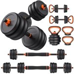 FEIERDUN Adjustable Dumbbells, 50lbs Free Weight Set with Connector