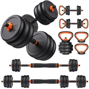 FEIERDUN Adjustable Dumbbells, 50lbs Free Weight Set with Connector