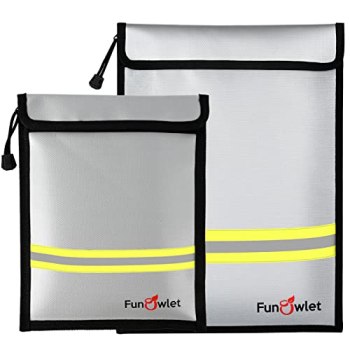 Fireproof Waterproof Money Document Bag – 2 Pack Safe Upgraded Zipper Bags