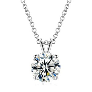 Moissanite Necklace for Women,0.1CT-12.0CT Lab Created Diamond Pendant 18K White