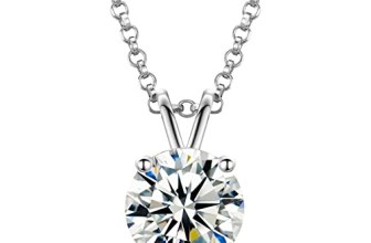 Moissanite Necklace for Women,0.1CT-12.0CT Lab Created Diamond Pendant 18K White