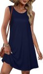 elescat Womens Sun Dress Summer Beach Tshirt Sleeveless Pockets Swing Tank Sundr