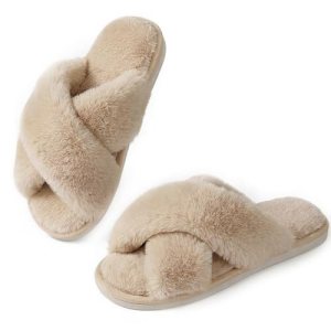 Ankis Women Slippers Camel Fluffy Slippers Memory Foam