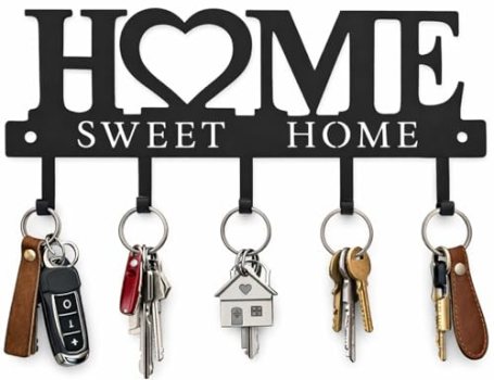 Key Holder Hooks Organizer Hanger Rack Wall Mounted Sweet Home Metal Decor Styli