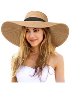 Senker Fashion Sun Hats for Women Oversize Wide Brim Straw Beach Hat Floppy Fold