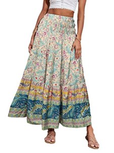CFLONGE Summer Maxi Skirts for Women 2026 Fashion Boho Long Skirt Trendy Floral
