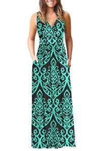 AUSELILY Women’s Sleeveless Formal Dress Deep V Neck Loose Plain Cocktail Long M
