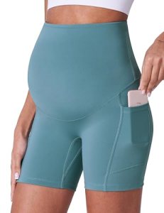 POSHDIVAH Maternity Shorts for Women Over Belly Biker Workout Yoga Active Summer