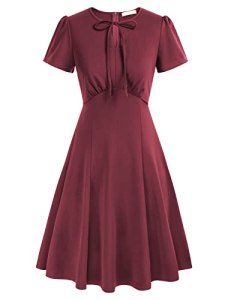 1940s Dresses for Women Vintage A Line Swing Dress Tea Dress Short Sleeve Work D