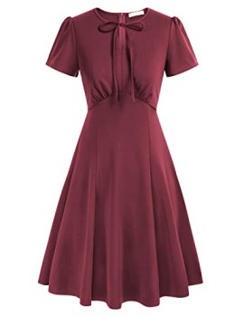 1940s Dresses for Women Vintage A Line Swing Dress Tea Dress Short Sleeve Work D
