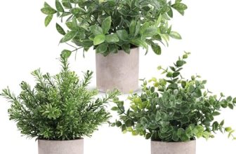 Der Rose 3 Pack Mini Potted Fake Plants Artificial Plastic Eucalyptus Plants Top