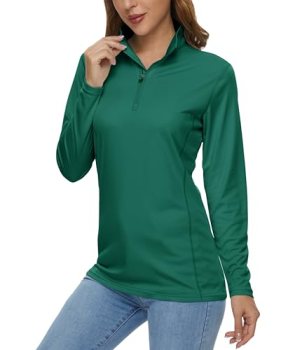 MAGCOMSEN Half Zip Pullover Women Athletic Golf Sun Shirts for Women Long Sleeve