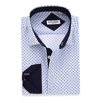 Alex Vando Mens Printed Dress Shirts Long Sleeve Button Down Shirt