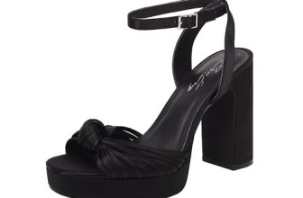 sun gurg Strappy Black Heels for Women Square Open Toe Sandals Platform Chunky H
