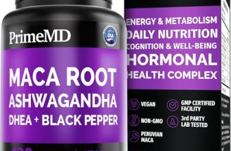 6-in-1 Organic Maca Root Ashwagandha Capsules 1710mg with DHEA and Black Pepper