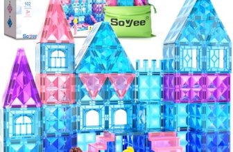 Magnetic Tiles 102pcs with 2 Stairs 2 Dolls Princess Castle Building Girls Toys