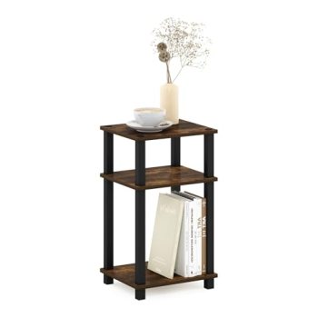 Furinno JUST Side Table, 3-Tier Open Shelf End Table