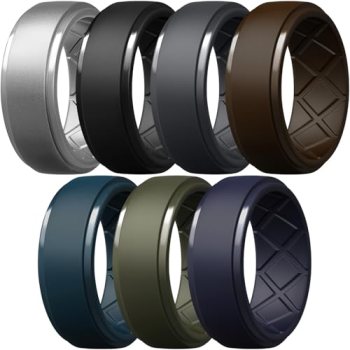 Egnaro Men’s Silicone Rings 10mm Wide 2.5mm Thick Rubber Wedding Bands